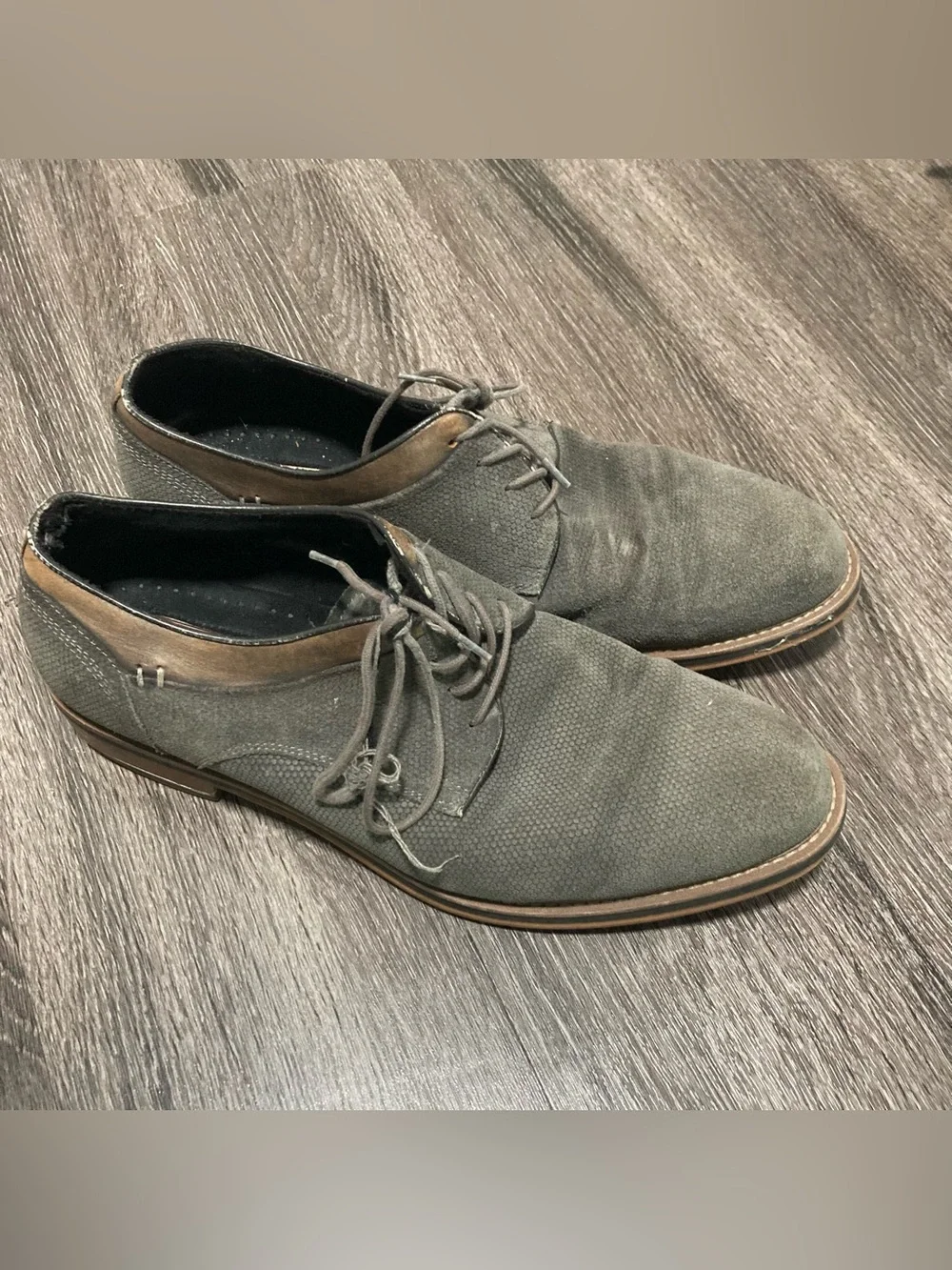 Joseph Abboud Cannon Gray Textured Suede Blucher Oxfords Men's Size 11